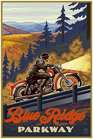Pacific Coast Highway Motorcycle Rider Giclee Art Print Poster from Original Travel Artwork by Artist Paul A Lanquist