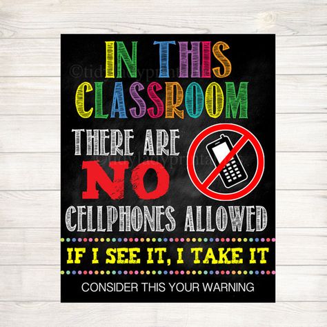 no cellphones allowed school poster classroom decor no cell phone sign printable