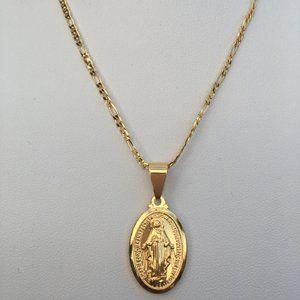 10K Solid Yellow White Rose Gold Virgin Mary Lady of Guadalupe Charme Pendentif