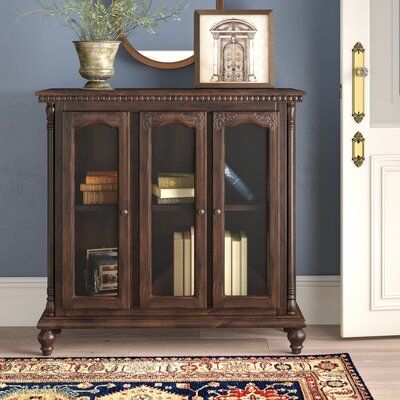 Georgetta Carved Glass 3 Door Accent Cabinet Georgetta Carved Glass 3 Door Accent Cabinet