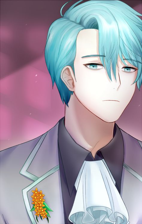 Short blue haired anime character