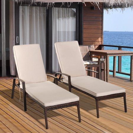 Costway 2pcs Patio Rattan Lounge Chair Chaise Recliner Back Adjustable Cushioned Garden Com Sun Chairs - Wabbaseka Reclining Chaise Lounge With Cushion Table Costway 2pcs Patio Rattan Lounge Chair Chaise Recliner Back Adjustable Cushioned Garden Com Sun Chairs - Wabbaseka Reclining Chaise Lounge With Cushion Table