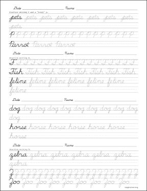 penmanship sheets