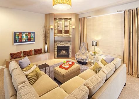Sectional In Space Use Two Pieces To Mimic Fireplace Furniture