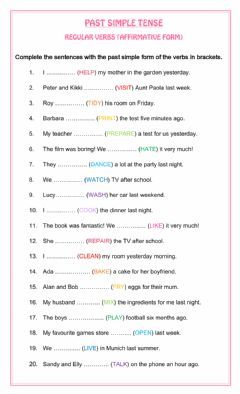 verb tense - simple past - ESL worksheet by aftab57