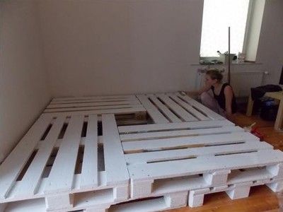 Doppelbett build mit 8 Europaletten ideas, bastelideen - schlafzimmer betten 200x200 Doppelbett build mit 8 Europaletten ideas, bastelideen - schlafzimmer betten 200x200