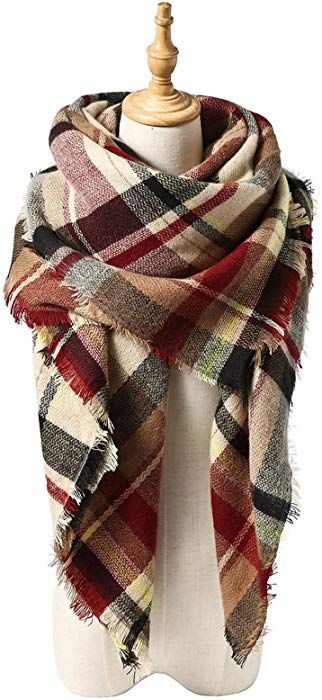 Plaid Scarf For Women Classic Tassel Plaid Keep Winter Warm Soft As blanket Wrap Shawl