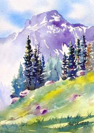 Watercolor Forest Landscape Watercolor Landscape Watercolor