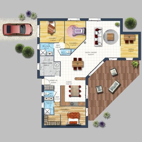 Maison contemporaine Avrillé 85 maison Pinterest House, Sims - plan de maison de 100m2 plein pied Maison contemporaine Avrillé 85 maison Pinterest House, Sims - plan de maison de 100m2 plein pied