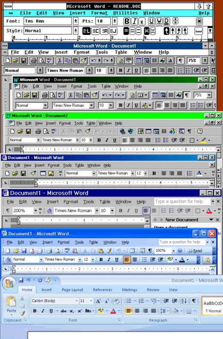 Microsoft Word window bar evolution 1985-2007 Technology - microsoft word Microsoft Word window bar evolution 1985-2007 Technology - microsoft word