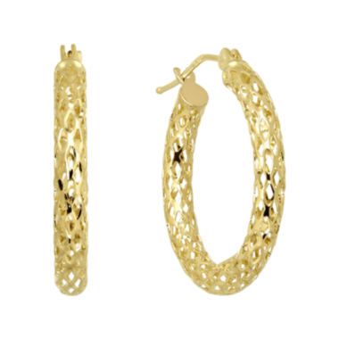 Real 14kt Yellow Gold Mesh Hoop Earrings