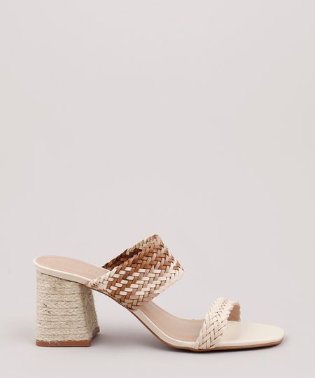 Tamanco Feminino Oneself Salto Grosso com Tira Trancada Bege - Tamanco feminino desenvolvido em material sintetico… | Sapatos femininos, Tamancos femininos, Sapatos