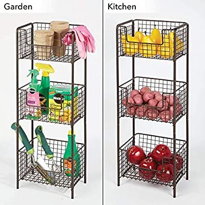 Mdesign Free Standing Metal Bathroom Shelf Rust Proof Shelf For The Bathroom With 3 Baskets F Bathroom Shelving Unit Bathroom Storage Shelves Storage Shelves