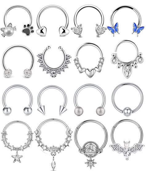 10mm Нет Пирсинг 1mm 18ga Septum Нос манжеты кольцо / Etsy