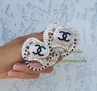 Bling pacifier Bling dummy Pacifier with Swarovski Crystals Blue Crown Dummy