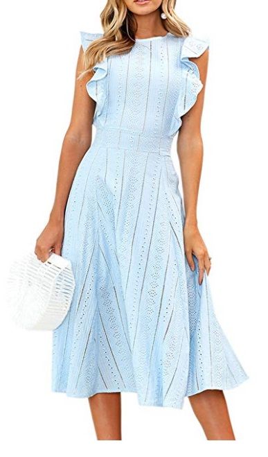 ECOWISH Womens Floral Skirt Elastic Waist Boho Ruffle Hem Maxi Long Dress High Low Cotton Skirts