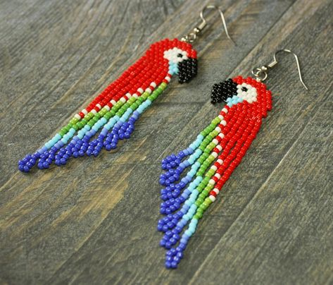 Vintage Earrings 30s Harlequin Glass Beads Bird Earrings Origami Earrings