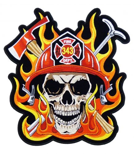 Large Size Fire Flame Big Skull Face iron on Embroidered Back Patch Biker JAcket