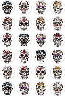 24 Sugar Skulls Cupcake Fairy Cake Topper Edible Paper cake decoration toppers 24 Sugar Skulls Cupcake Fairy Cake Topper Edible Paper cake decoration toppers