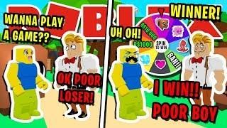 Noob Disguise Trolling Mystery Wheel Bully Ban Or Win Secret - battle as giant boss baldi the weird side of roblox youtube