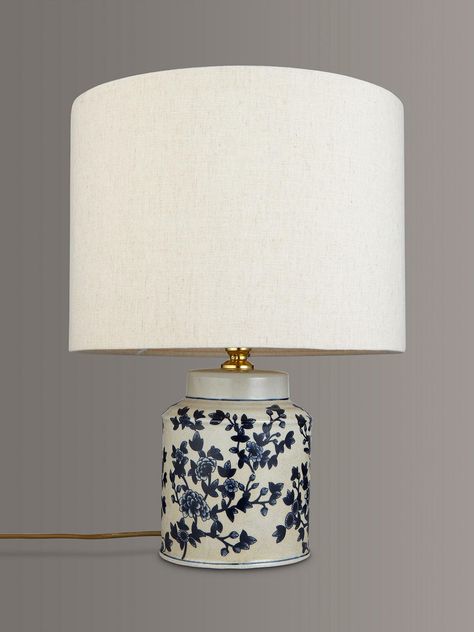 India Jane Tea Tree Canister Jar Ceramic Lamp Base Blue H27cm Bases India Jane Tea Tree Canister Jar, John Lewis Table Lamps India Jane