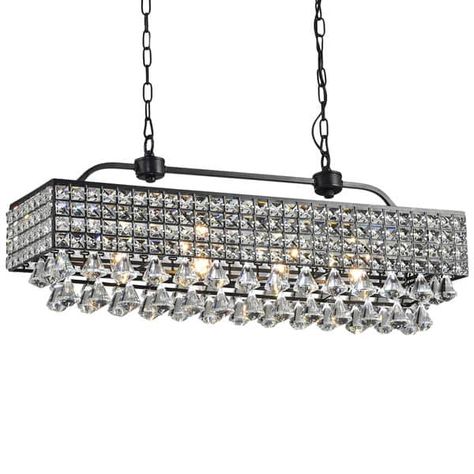 Ping Bedding Furniture Electronics Jewelry Clothing More Rectangular Light Fixture Crystals Chandelier Rectangular Light Fixture Crystals, Jolie Antique Black 5 Light Rectangular Crystal Chandelier Dining Room