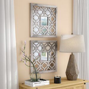 Mistana 2 Piece Uptal Silver Leaf Traditional Wall Mirror Set Reviews Wayfair Wall Mirrors Set Traditional Wall Mirrors Modern Mirror Wall