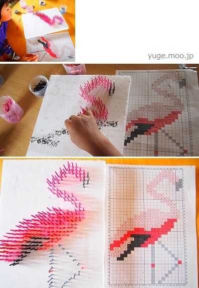 つまようじ工作 ドット絵 こども 工作 クラフト つまようじ工作 ドット絵 こども 工作 クラフト