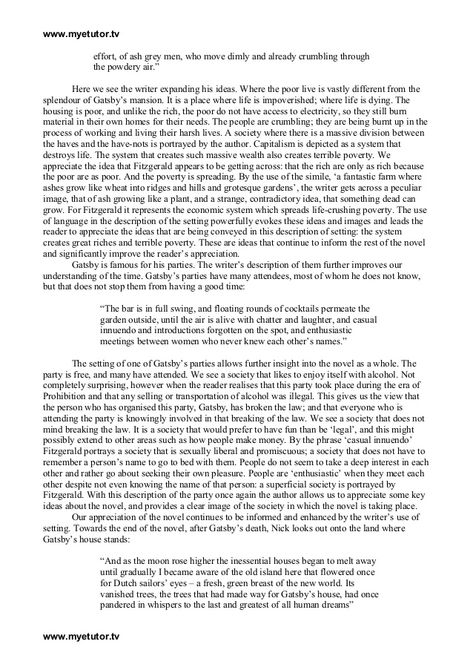 essay about the great gatsby