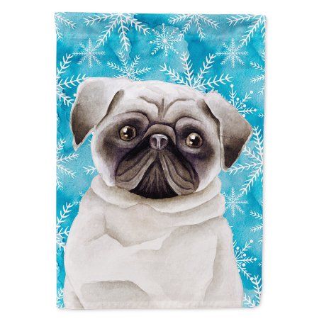 Pug Winter Garden Flag Com Dog House Flags Pug Winter Garden Flag Com, Pug Dog Garden Flags
