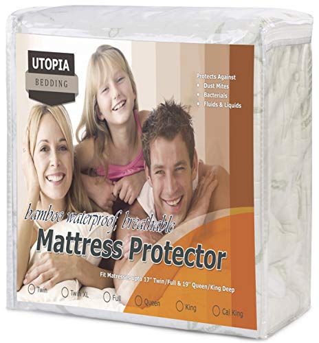 Bamboo Mattress Protector Hypoallergenic Fitted Breathable Waterproof Cover Pad