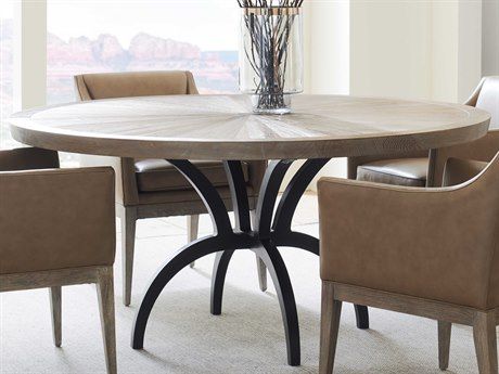 Caracole Classic Ash Driftwood Chocolate Bronze 54 Wide Round Dining Table Luxury Large Room Large Round Dining Table, 54 In Round Dining Room Table