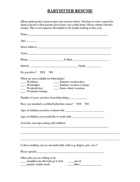 Babysitter Resume Sample Babysitter Resume Job Resume Samples Resume Examples