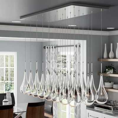 Allmodern Morrisey 24 Light Kitchen Island Teardrop Pendant Glass In Chrome Polished Chrome Size Oversi In 2021 Kitchen Island Pendants Kitchen Lighting Home Decor