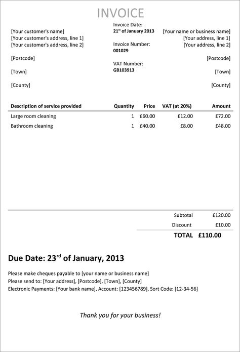 How to Create a Self Employed Invoice Template in 5 Steps Self - hospital invoice template How to Create a Self Employed Invoice Template in 5 Steps Self - hospital invoice template