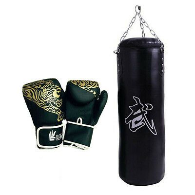 PUNCHING BAG WITH CHAINS Sparring MMA Boxing Training Leather Heavy Duty Empty