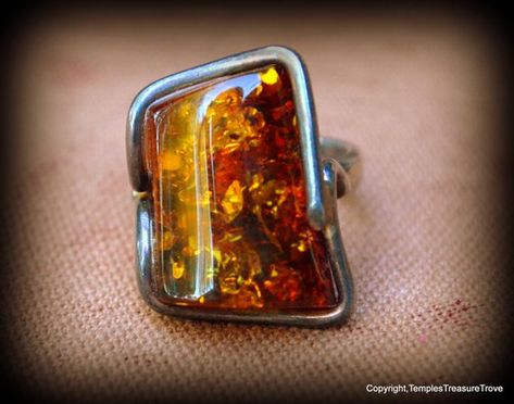 Cognac BALTIC AMBER 925 Sterling Silver Ring Bijoux