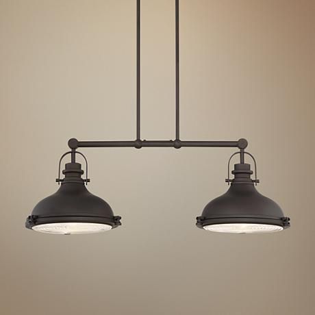 Verndale 31 1 2 Wide Bronze Industrial Island Pendant 9h259 Lamps Plus Lighting Fixtures Kitchen Farmhouse Island Pendant, Two Light Island Chandelier