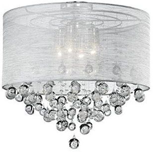New 4 Lamp Chandelier Round Drum Shade Teardrop Crystal Chandelier Dia 20 New 4 Lamp Chandelier Round Drum Shade Teardrop Crystal Chandelier Dia 20