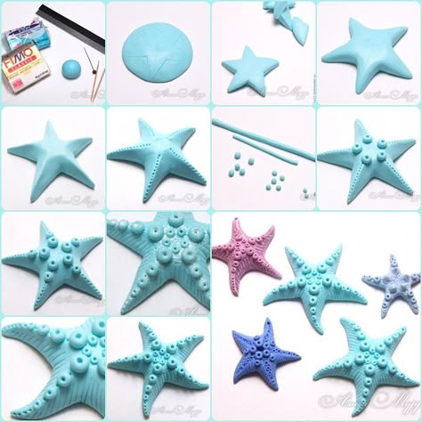 Estrella De Mar Con Masa Fimo Paso A Paso Estrella De Mar Figuras De Plastilina Paso A Paso Figuras De Fondant Paso A Paso