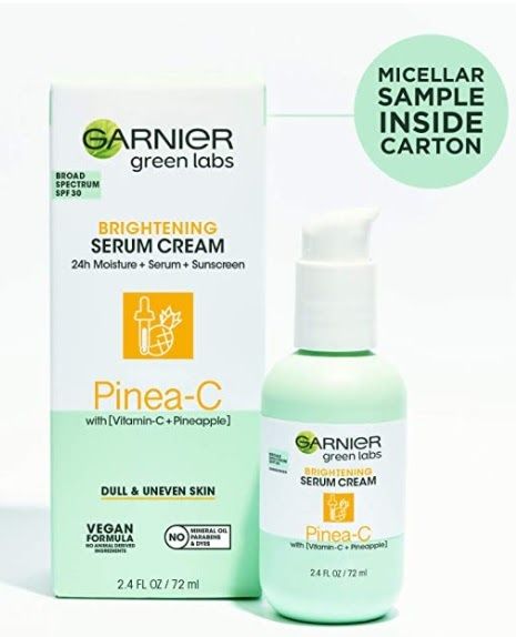 garnier green labs brightening serum cream 24h moisture pinea c spf30 skincare beauty skin vitamin c serum in 2021 serum cream brightening serum moisturizing serum