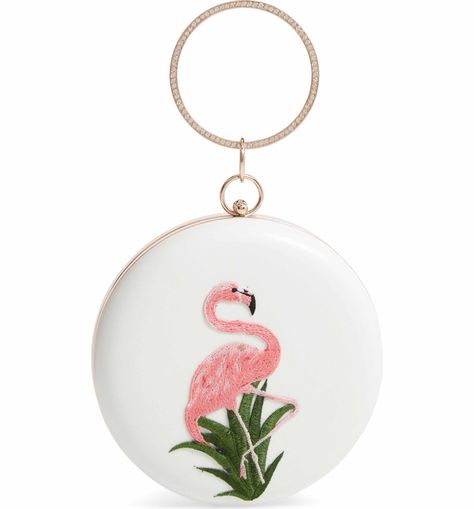 Graphics and More Flamingo Wood Wooden Round Key Chain