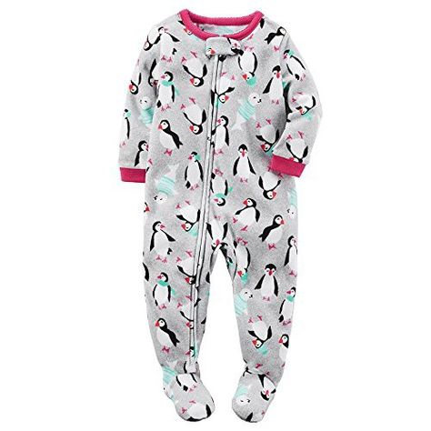 Carters Baby Girls Infant Microfleece Blanket Sleeper Penguins White