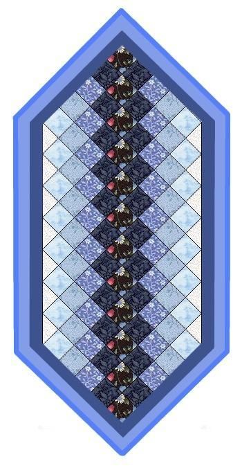 Quilted Table Runner Geometric Blues