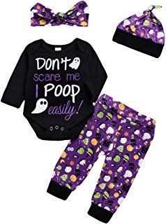 Staron Toddler Kids Winter Outfits Baby Girls Boy Clothes Suit Flower Skull Tops+Pants