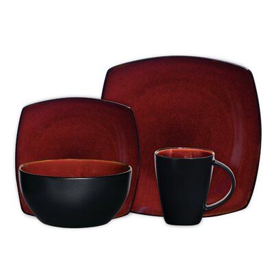 Pin By Ashh Goodman On Home 2 0 In 2020 Square Dinnerware Set Red Dinnerware Set Dinnerware Set