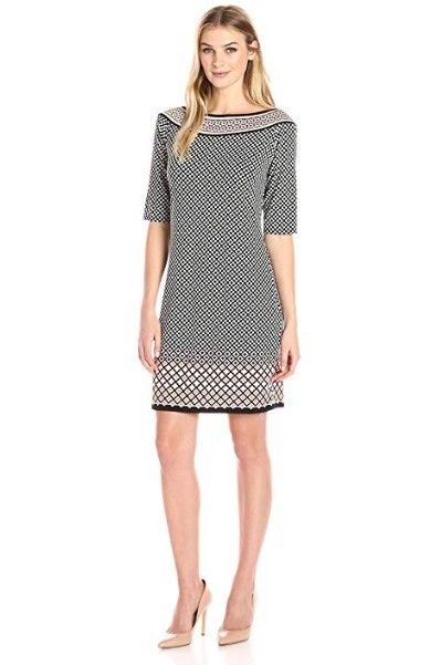 Lark /& Ro Womens Elbow Sleeve Vneck Fitted Sheath Dress