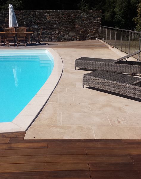 Dalle Provenza Pierre Naturelle Travertin 60 X 40 Pour Terrasse Piscine