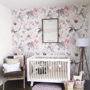 Snowy Rose Removable Wallpaper Mural Peel Stick Nursery Etsy In 2021 Baby Girl Wallpaper Nursery Wallpaper Girl Room