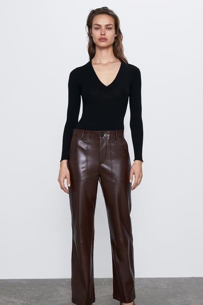 zara leather cargo pants